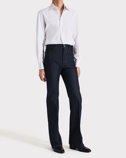 FLARED JEANS IN COTTON DENIM - INDIGO - Husbands Paris - 6