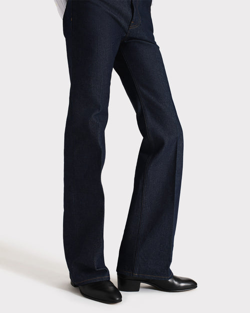 JEAN ÉVASÉ EN DENIM DE COTON - INDIGO - Husbands Paris - 1