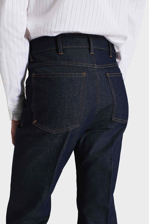FLARED JEANS IN COTTON DENIM - INDIGO - Husbands Paris - 5