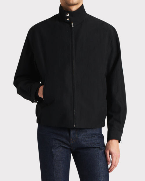 BLOUSON ZIPPÉ EN COTON ET POPELINE - NOIR - Husbands Paris - 1