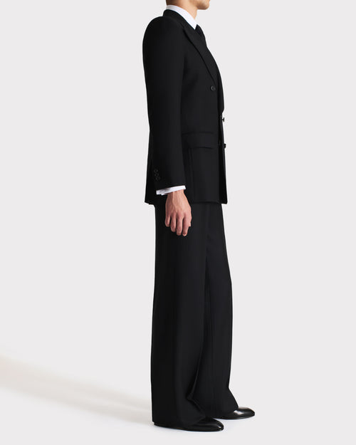 DOUBLE-BREASTED SUIT IN WOOL TWILL – BLACK - Husbands Paris - 3