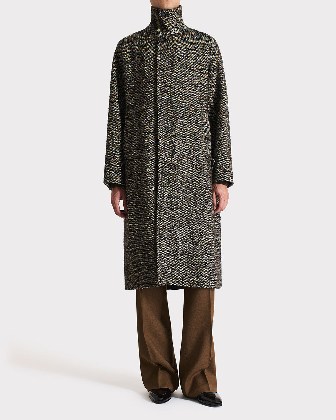 CAR COAT IN TWEED & POLYESTER - BLACK AND BEIGE | Husbands Paris
