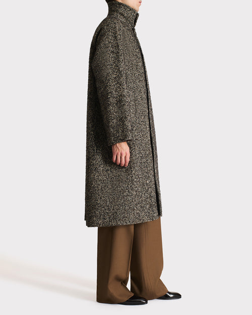 CAR COAT IN TWEED & POLYESTER - BLACK AND BEIGE - Husbands Paris - 4