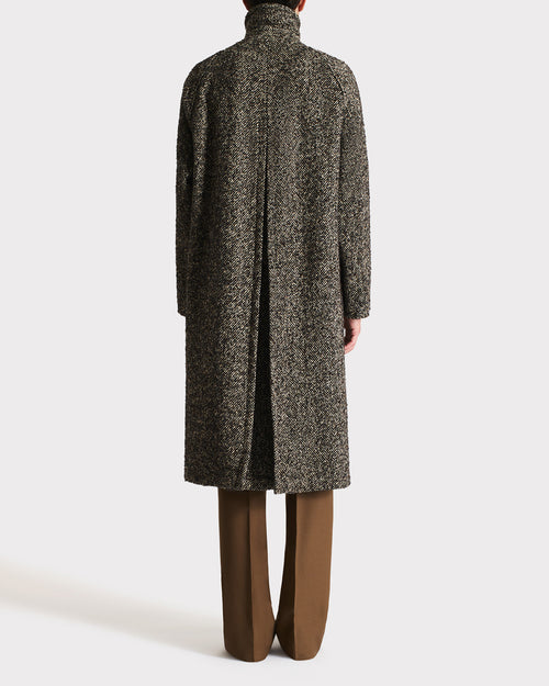 CAR COAT IN TWEED & POLYESTER - BLACK AND BEIGE - Husbands Paris - 6