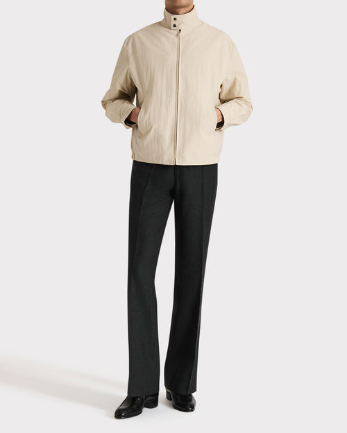 ZIPPED JACKET IN COTTON AND POPLIN – LIGHT BEIGE - Husbands Paris - 5