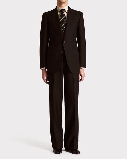 SINGLE-BREASTED SUIT IN WOOL FRESCO – DARK CHOCOLATE - Husbands Paris - 1