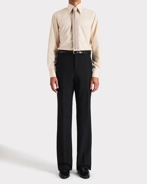 WIDE COLLAR SHIRT IN SILK POPLIN - VANILLA - Husbands Paris - 6