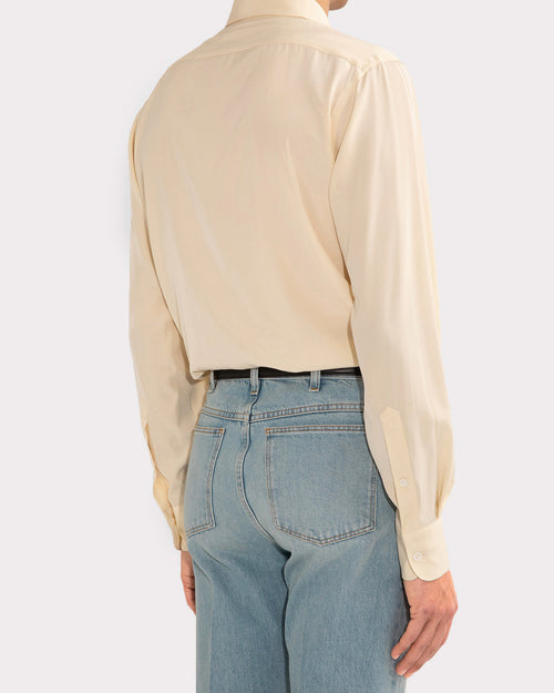 CLASSIC COLLAR SHIRT IN SILK CREPE – BUTTER - Husbands Paris - 4