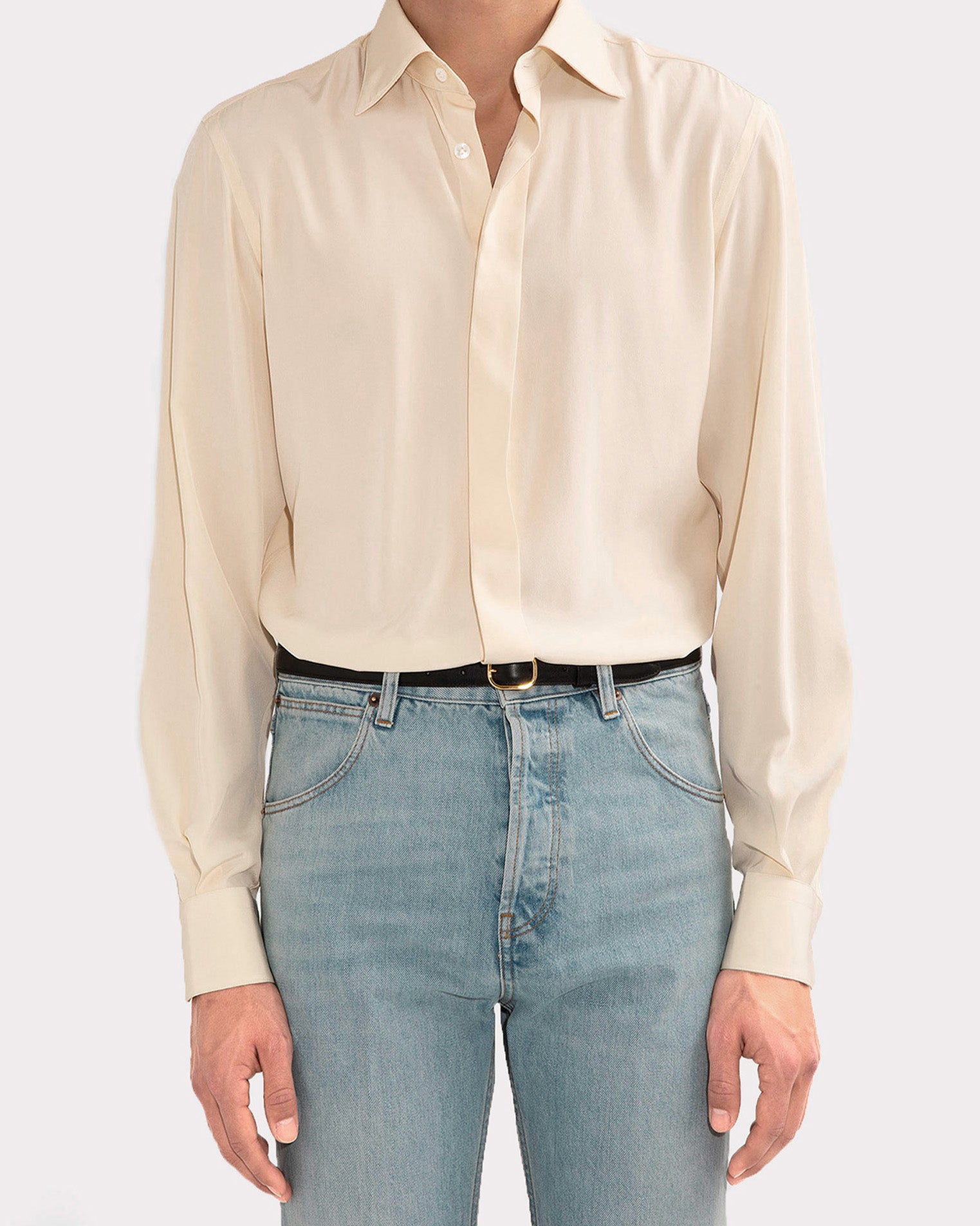 Collar Une Silk | Split Shirt Heures — COLLAR The Twill Piped silk 