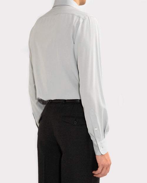 CLASSIC COLLAR SHIRT IN SILK CREPE - POWDER BLUE - Husbands Paris - 4