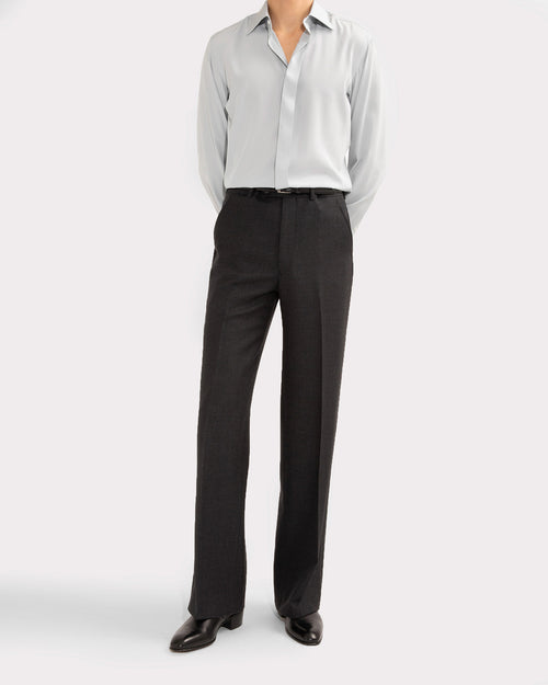 CLASSIC COLLAR SHIRT IN SILK CREPE - POWDER BLUE - Husbands Paris - 5