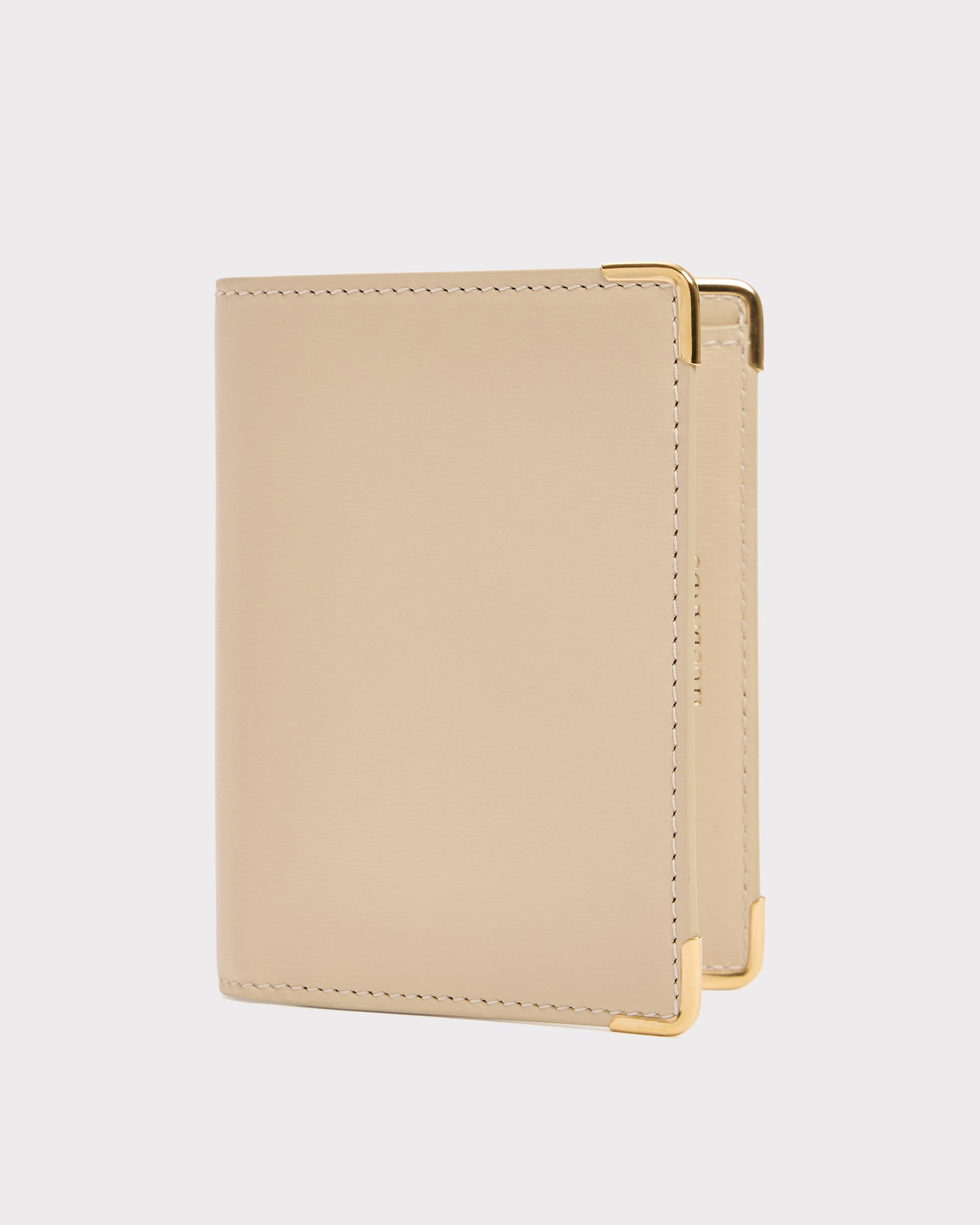 VERTICAL WALLET IN BOX CALFSKIN - VANILLA | Husbands Paris