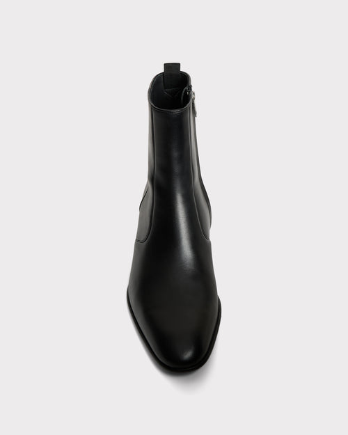 ZIPPED BOOTS IN BOX CALFSKIN LEATHER - BLACK - Husbands Paris - 4