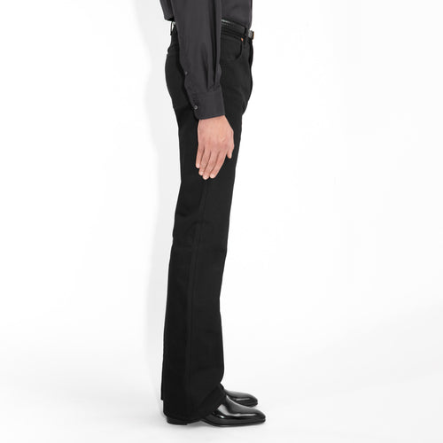 FLARED HIGH-WAISTED JEANS IN COTTON DENIM - BLACK - Husbands Paris - 5