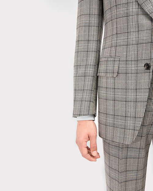 SINGLE-BREASTED SUIT IN WOOL MERINO – BLACK & WHITE PRINCE OF WALES - Husbands Paris - 6
