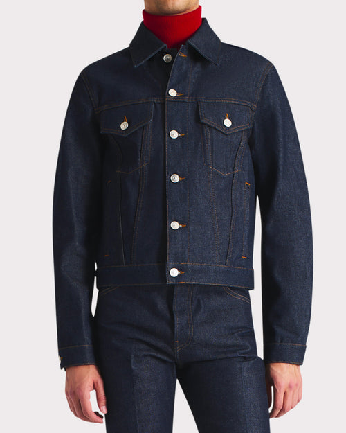 TRUCKER JACKET IN COTTON DENIM – INDIGO - Husbands Paris - 1