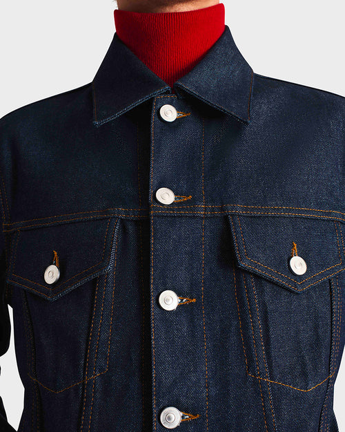 TRUCKER JACKET IN COTTON DENIM – INDIGO - Husbands Paris - 1