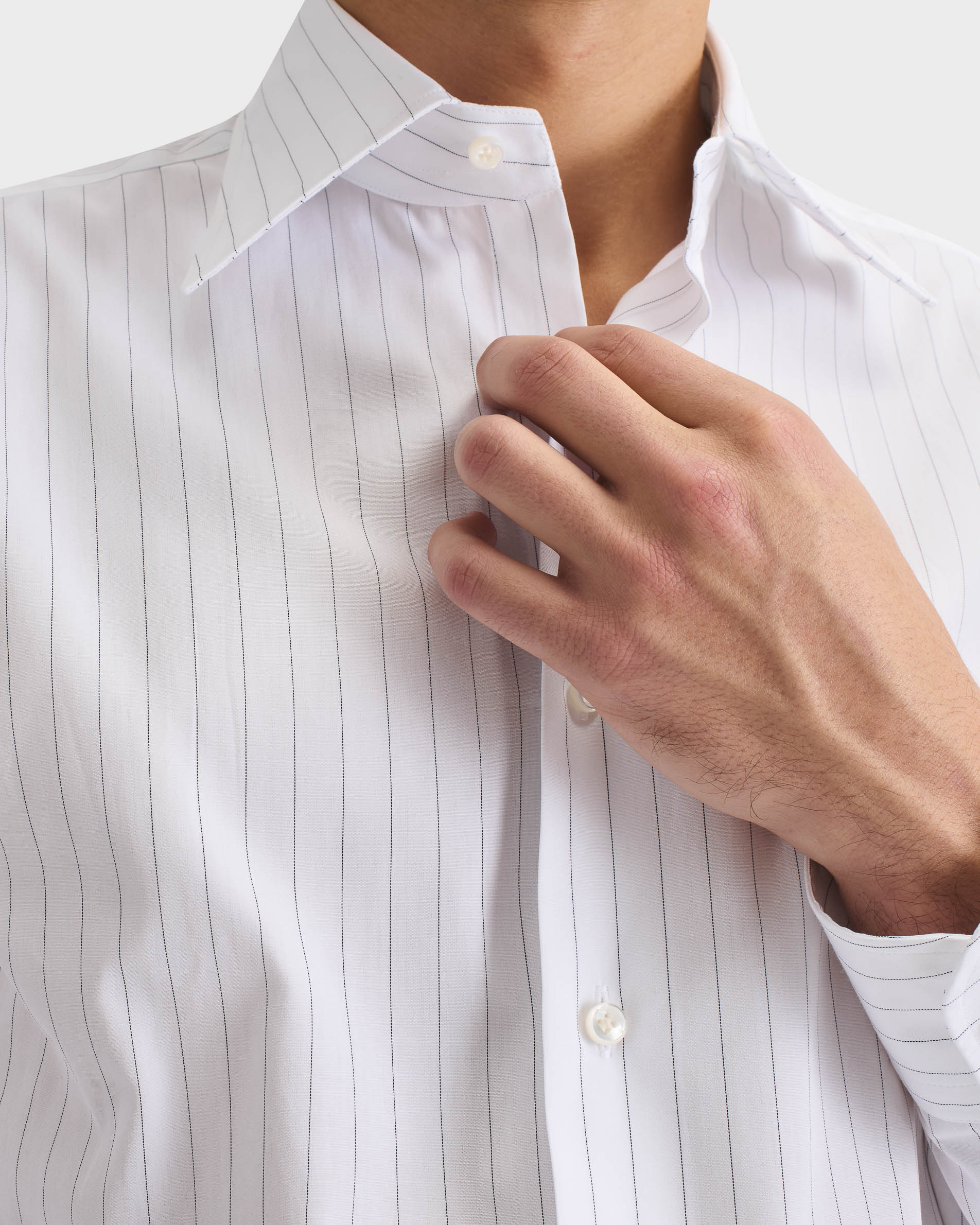 WIDE COLLAR SHIRT IN POPLIN - GAINSBOURG STRIPES | Husbands Paris