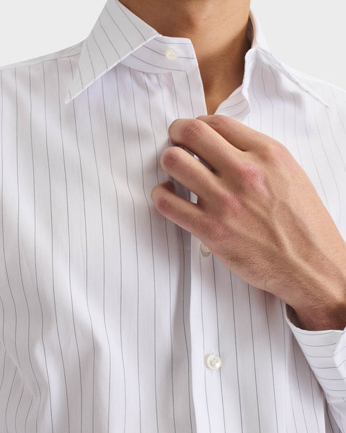 CHEMISE COL LARGE EN COTON POPELINE - RAYURES GAINSBOURG - Husbands Paris - 7