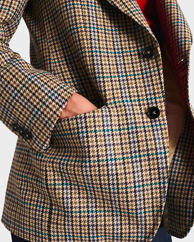 SINGLE-BREASTED JACKET IN TWILL – MULTICOLOR HOUNDSTOOTH
