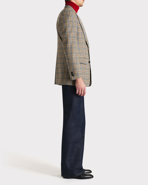 SINGLE-BREASTED JACKET IN WOOL TWILL – MULTICOLOR HOUNDSTOOTH - Husbands Paris - 3