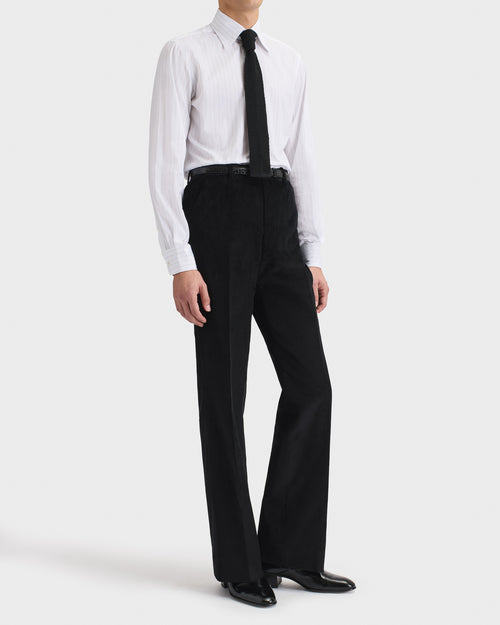 PANTALON ÉVASÉ TAILLE HAUTE EN VELOURS CÔTELÉ DE COTON - NOIR - Husbands Paris - 3