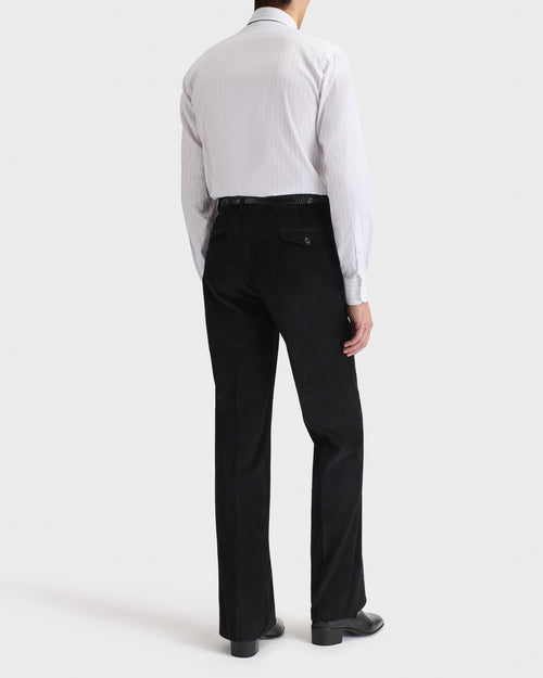 PANTALON ÉVASÉ TAILLE HAUTE EN VELOURS CÔTELÉ DE COTON - NOIR - Husbands Paris - 5