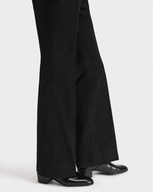 FLARED HIGH-WAISTED TROUSERS IN COTTON CORDUROY - BLACK - Husbands Paris - 7