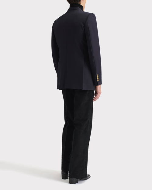 DOUBLE-BREASTED JACKET IN WOOL TWILL - NAVY - Husbands Paris - 3