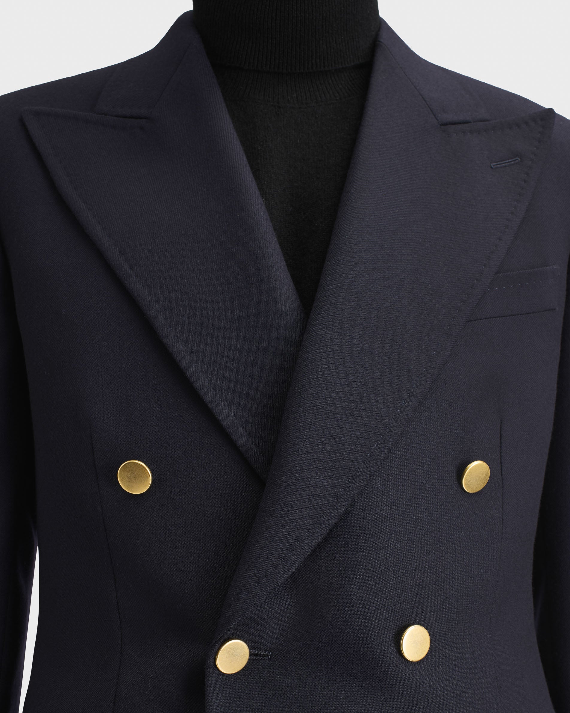 DOUBLE-BREASTED JACKET IN WOOL TWILL - NAVY | Husbands Paris