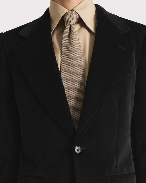 SINGLE-BREASTED JACKET IN COTTON VELVET – BLACK - Husbands Paris - 2