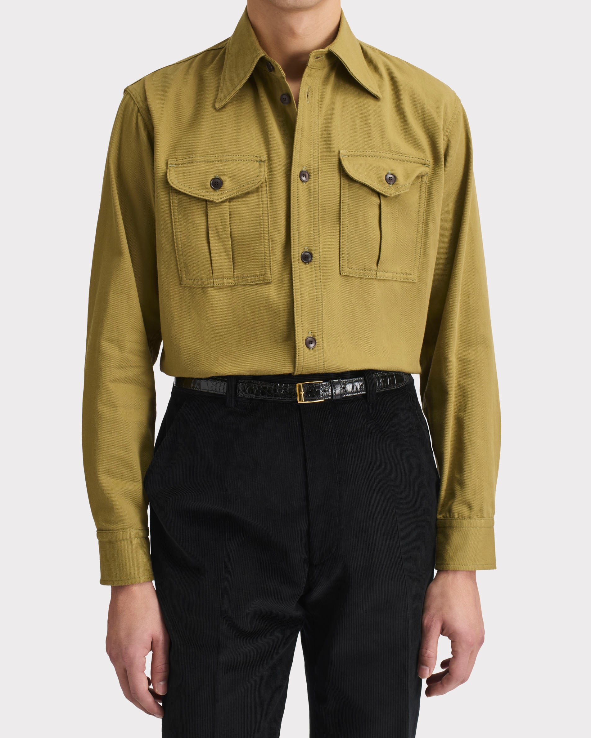 トップス HUSBANDS / BOY SCOUT SHIRT 38 BOY SCOUT SHIRT IN TWILL - KHAKI | Husbands Paris
