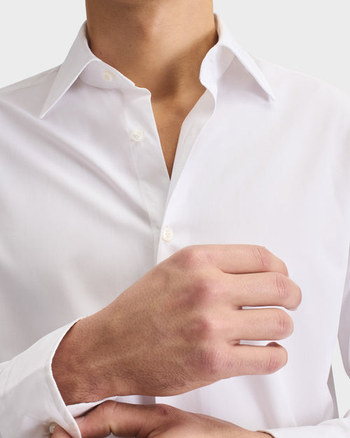 CHEMISE COL CLASSIQUE EN COTON POPELINE - BLANCHE - Husbands Paris - 6