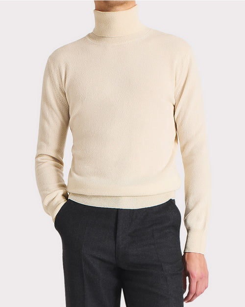 TURTLENECK SWEATER IN CASHMERE – CREAM - Husbands Paris - 1