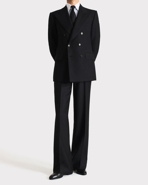 DOUBLE-BREASTED SUIT IN WOOL TWILL – BLACK - Husbands Paris - 1