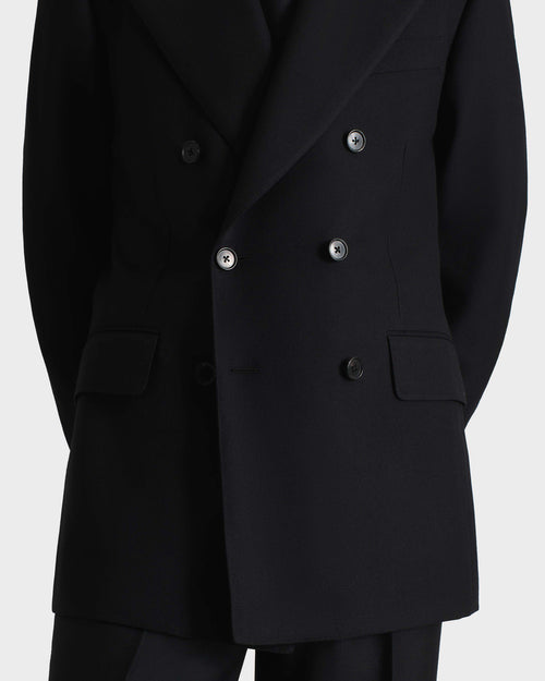 DOUBLE-BREASTED SUIT IN WOOL TWILL – BLACK - Husbands Paris - 1