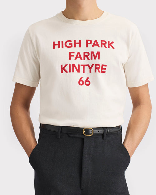 T-SHIRT GRAPHIQUE EN JERSEY DE COTON - BLANC CASSÉ ET ROUGE - Husbands Paris - 1