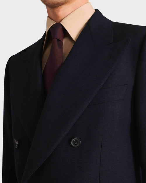 DOUBLE-BREASTED SUIT IN WORSTED WOOL – NAVY - Husbands Paris - 2