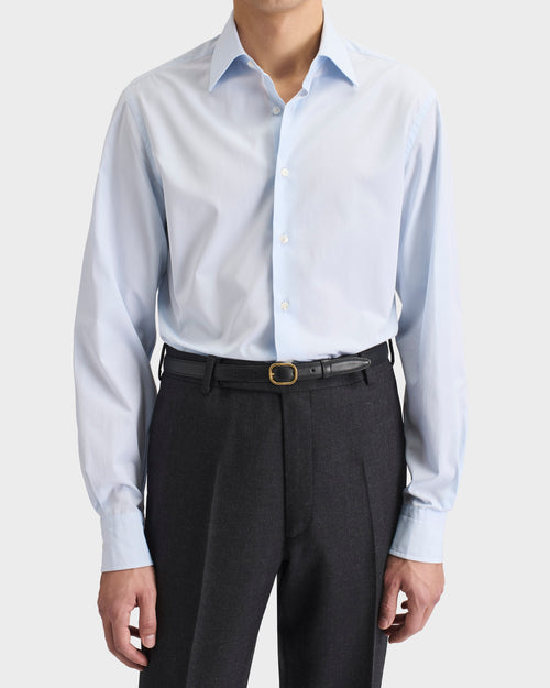 CHEMISE COL CLASSIQUE EN COTON POPELINE - BLEU CIEL - Husbands Paris - 2