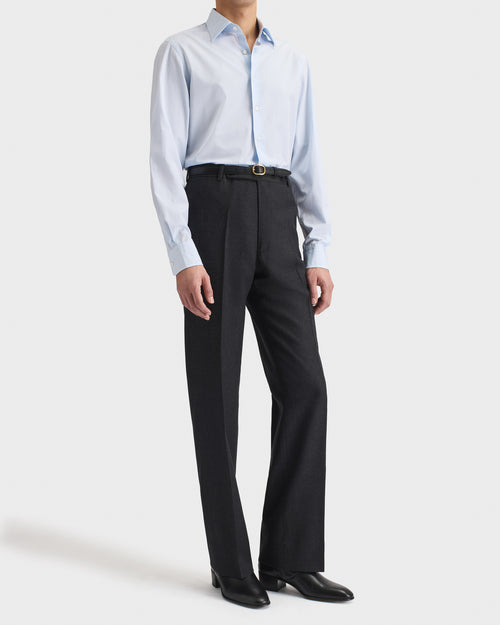 CHEMISE COL CLASSIQUE EN COTON POPELINE - BLEU CIEL - Husbands Paris - 3