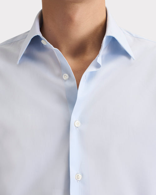 CHEMISE COL CLASSIQUE EN COTON POPELINE - BLEU CIEL - Husbands Paris - 6