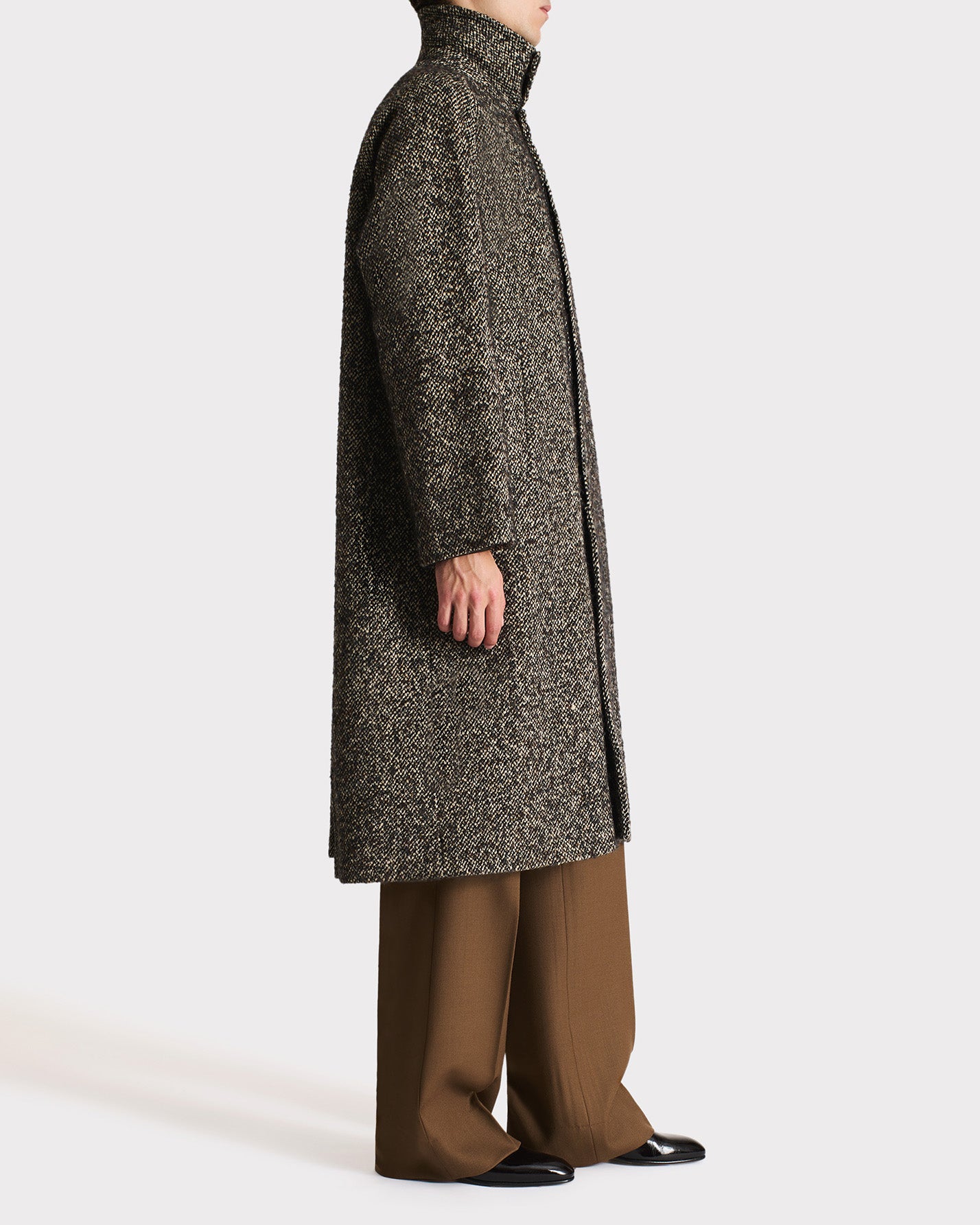 CAR COAT IN TWEED & POLYESTER - BLACK AND BEIGE | Husbands Paris
