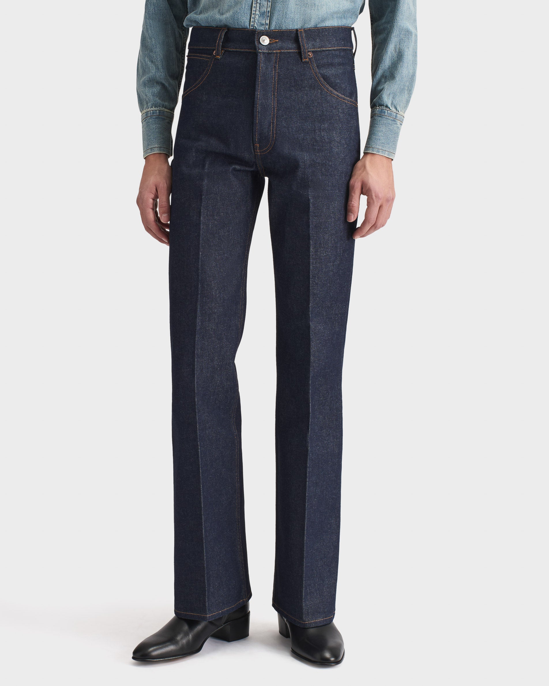 FLARED JEANS IN COTTON DENIM - INDIGO | Husbands