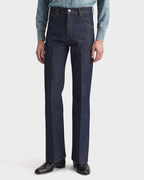 JEAN ÉVASÉ EN DENIM DE COTON - INDIGO - Husbands Paris - 1