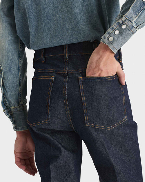 JEAN ÉVASÉ EN DENIM DE COTON - INDIGO - Husbands Paris - 2