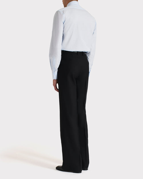 WIDE COLLAR SHIRT IN COTTON POPLIN – PALE BLUE - Husbands Paris - 4