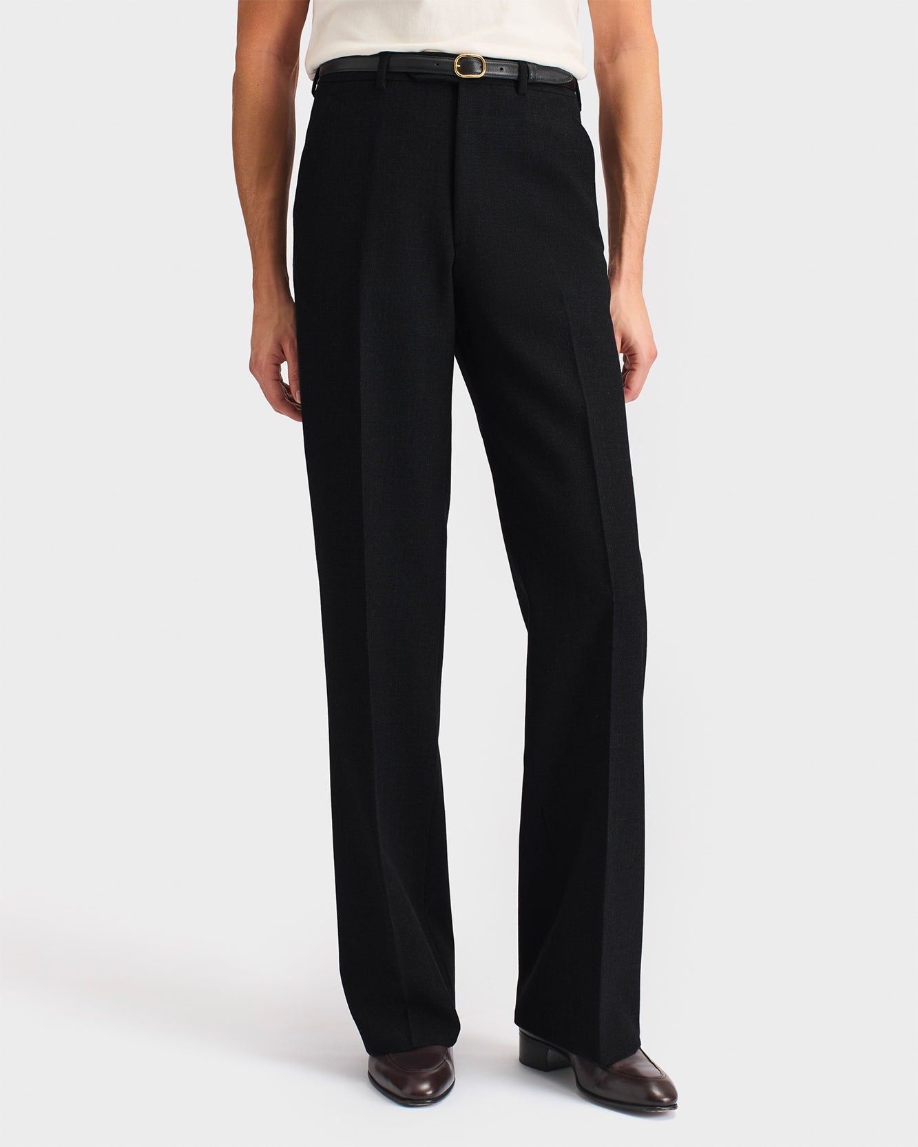 WIDE HIGH-WAISTED TROUSERS IN FRESCO - BLACK | Husbands Paris