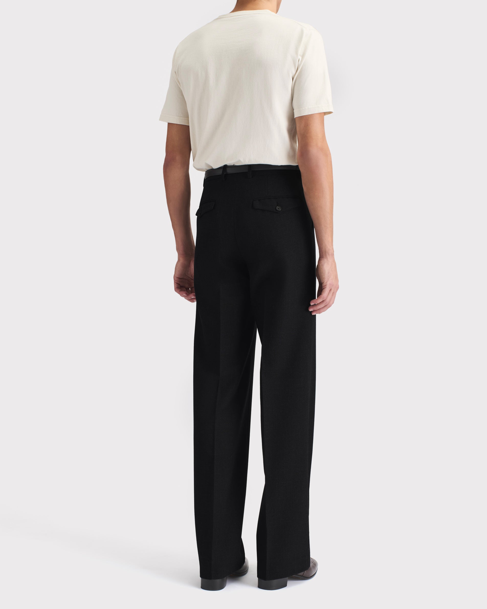 WIDE HIGH-WAISTED TROUSERS IN FRESCO - BLACK | Husbands Paris