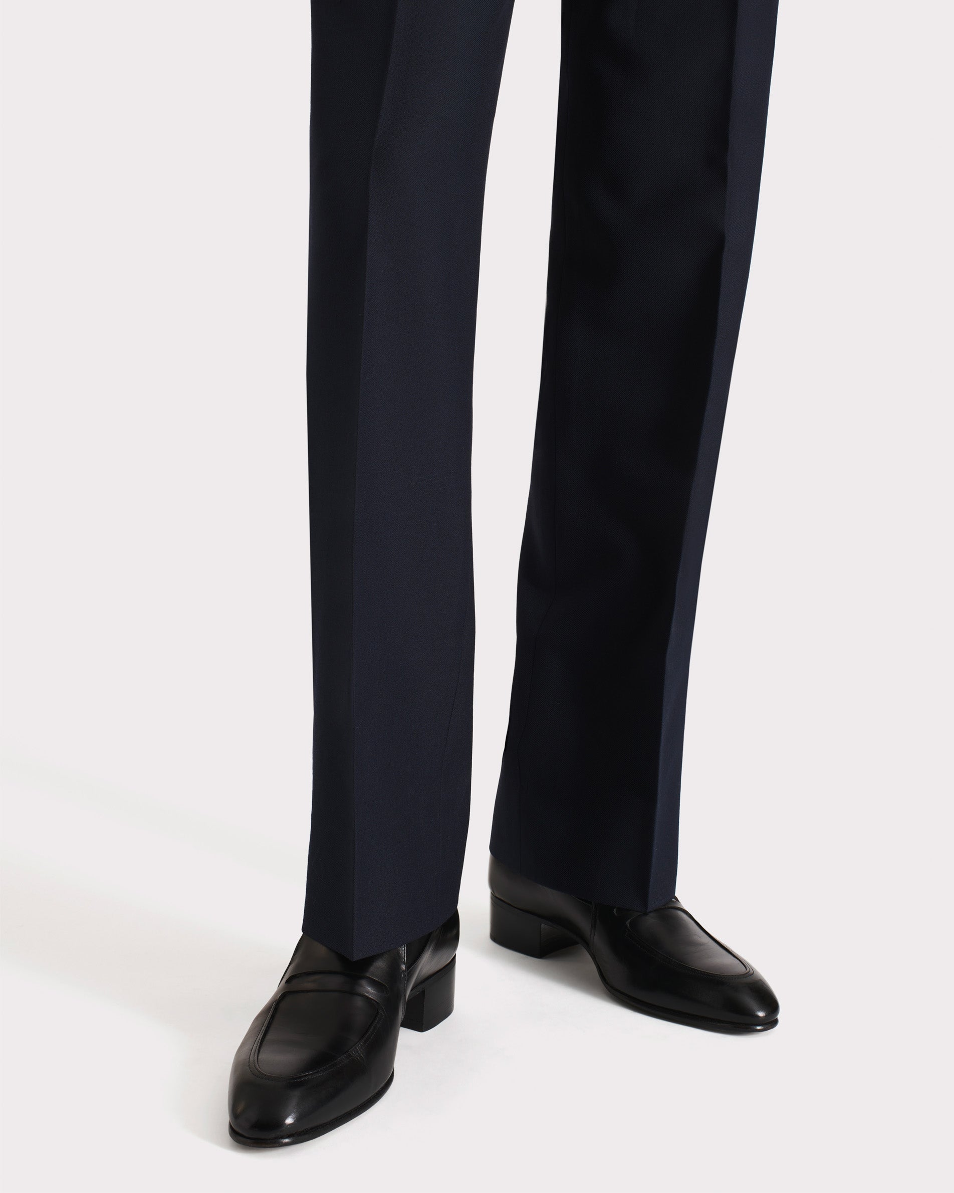 STRAIGHT HIGH-WAISTED TROUSERS IN TWILL – NAVY | HUSBANDS