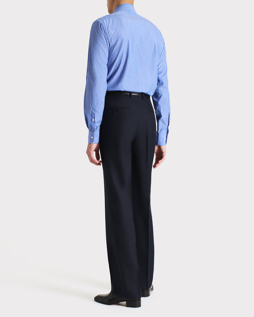 WIDE COLLAR SHIRT IN COTTON POPLIN – BLUE WITH WHITE STRIPES - Husbands Paris - 4